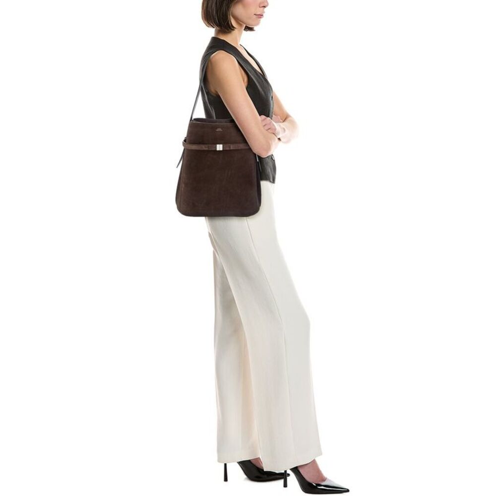 Toteme Belted Suede Bucket Bag, Brown - Picture 4 of 4